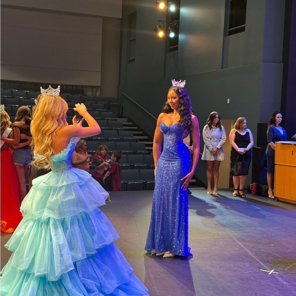 Sherri Hill Strapless Light Blue Dress - Picture 7 of 10